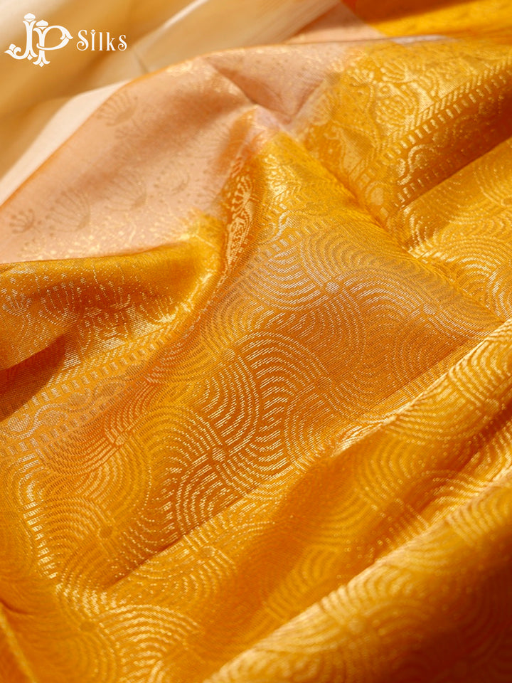 Off White and Mustard Soft Silk Saree - G424 “View5”