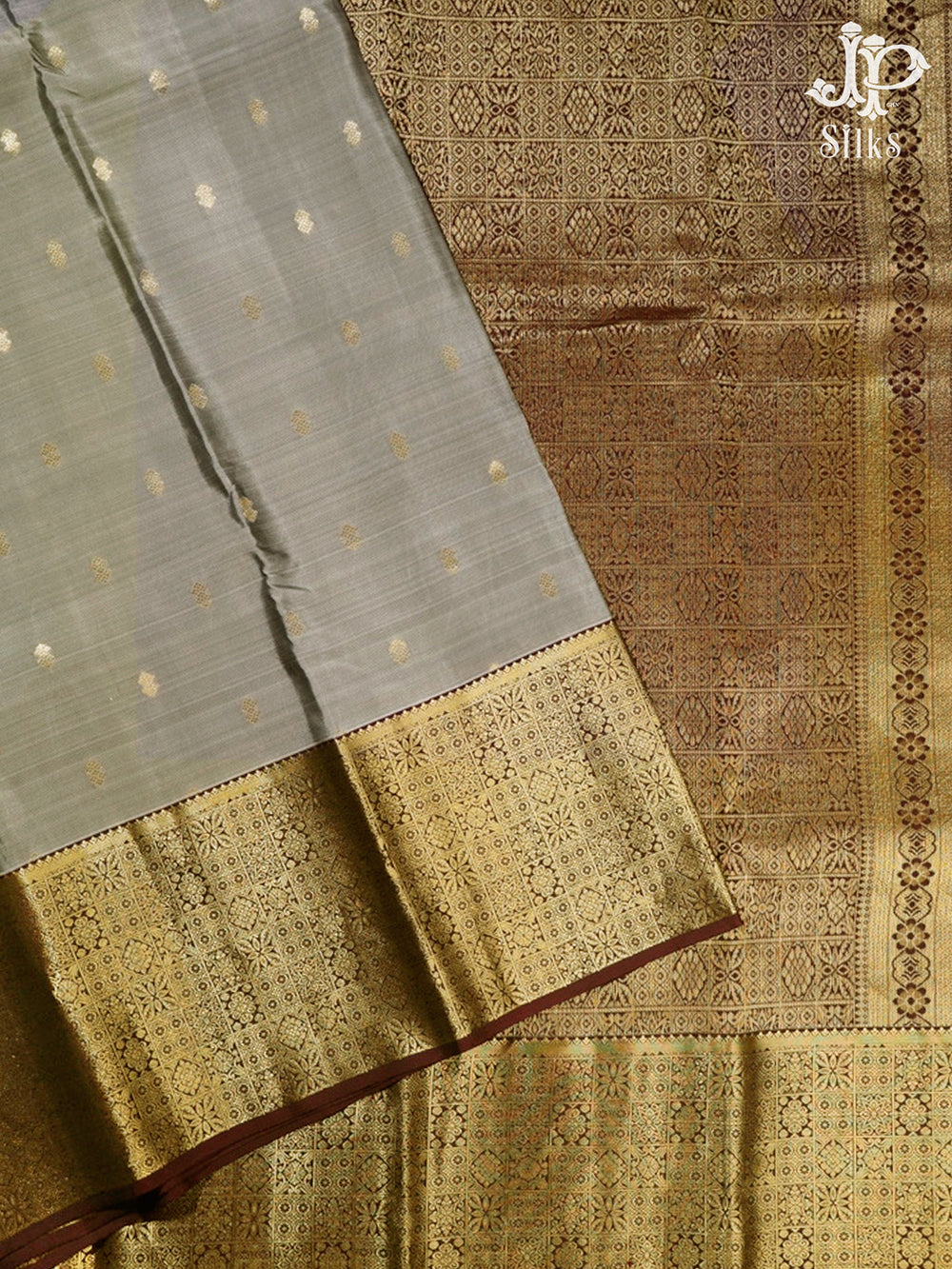 Grey & Maroon Pure Silk Mixed Saree - G328 -view2