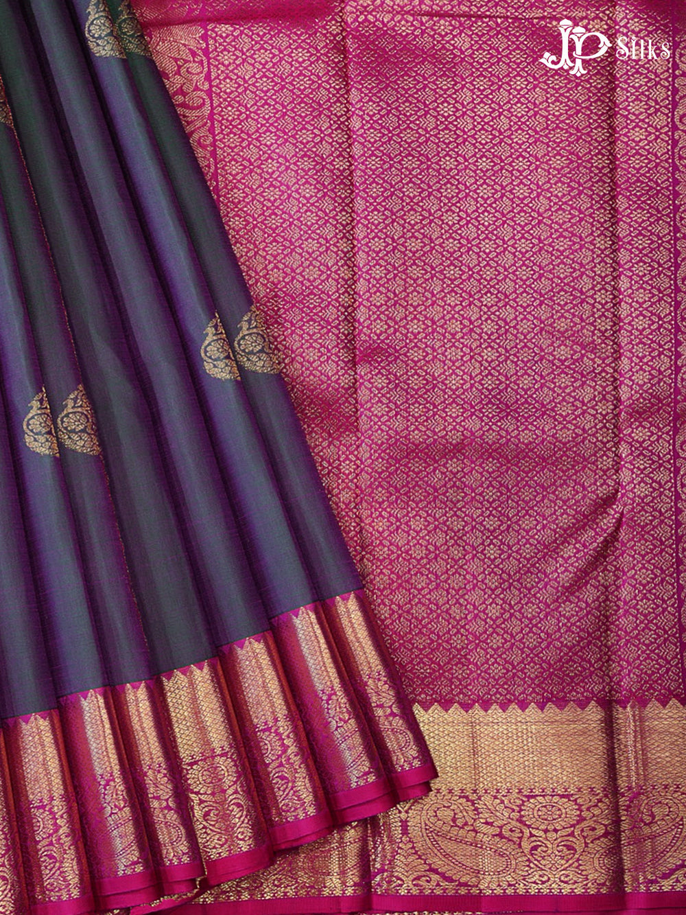 Dual Shade Green & Pink Kanchipuram Silk Saree - G848