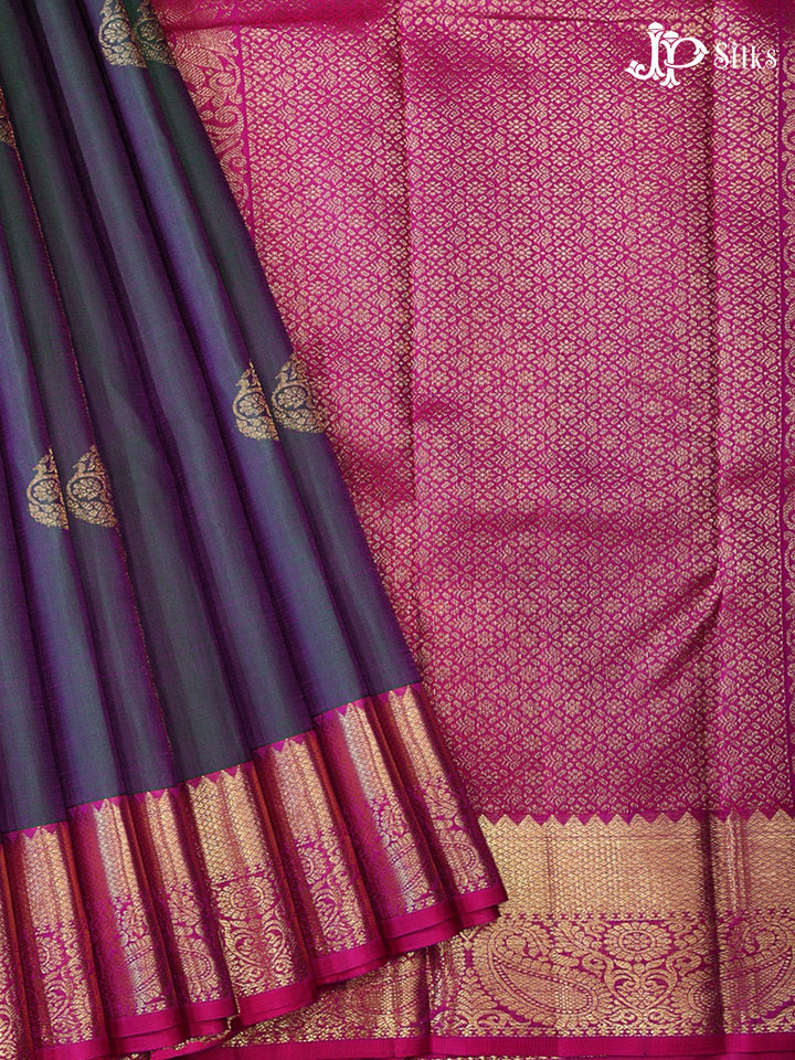 Dual Shade Green & Pink Kanchipuram Silk Saree - G848