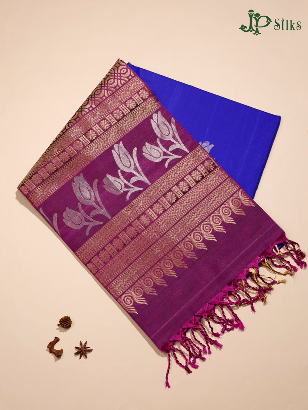 Ink Blue & Purple Soft Silk Saree - D4107-view1