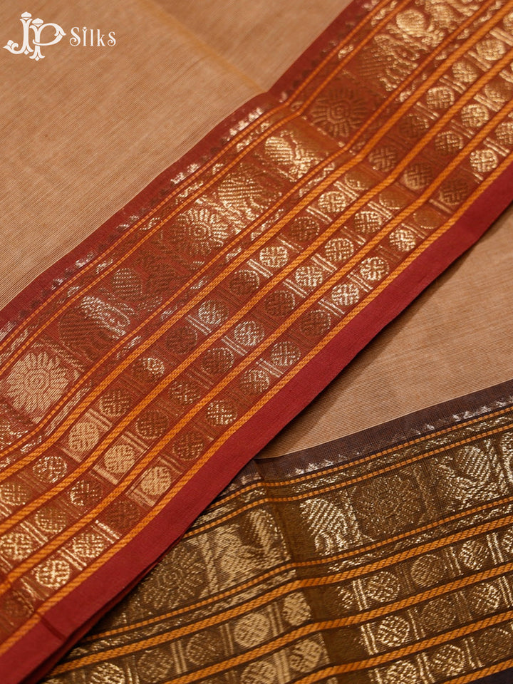Light Brown Theni Cotton Saree - G412 “View3”