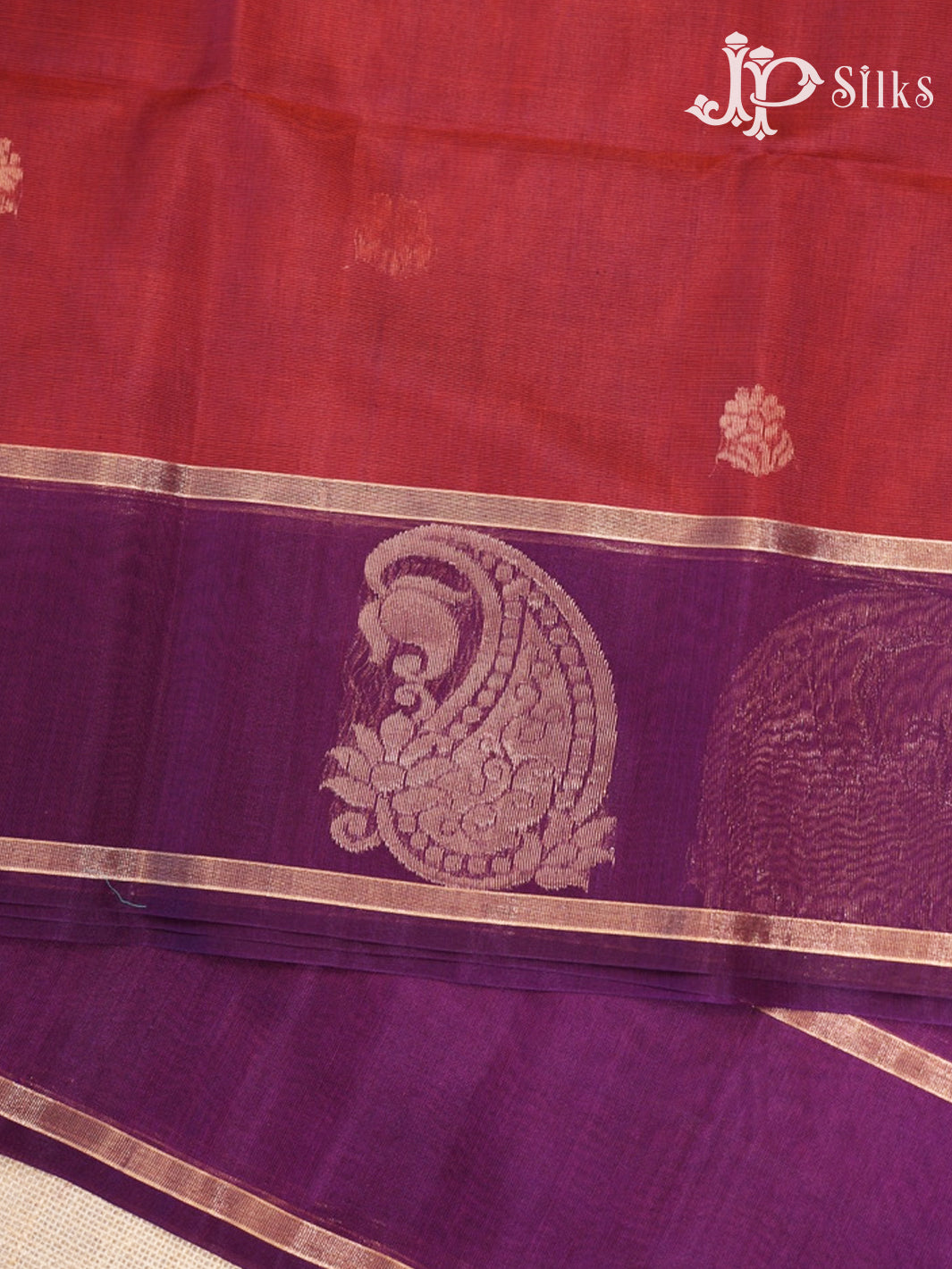 Burgundy and Deep Violet Kora Cotton Saree - G920