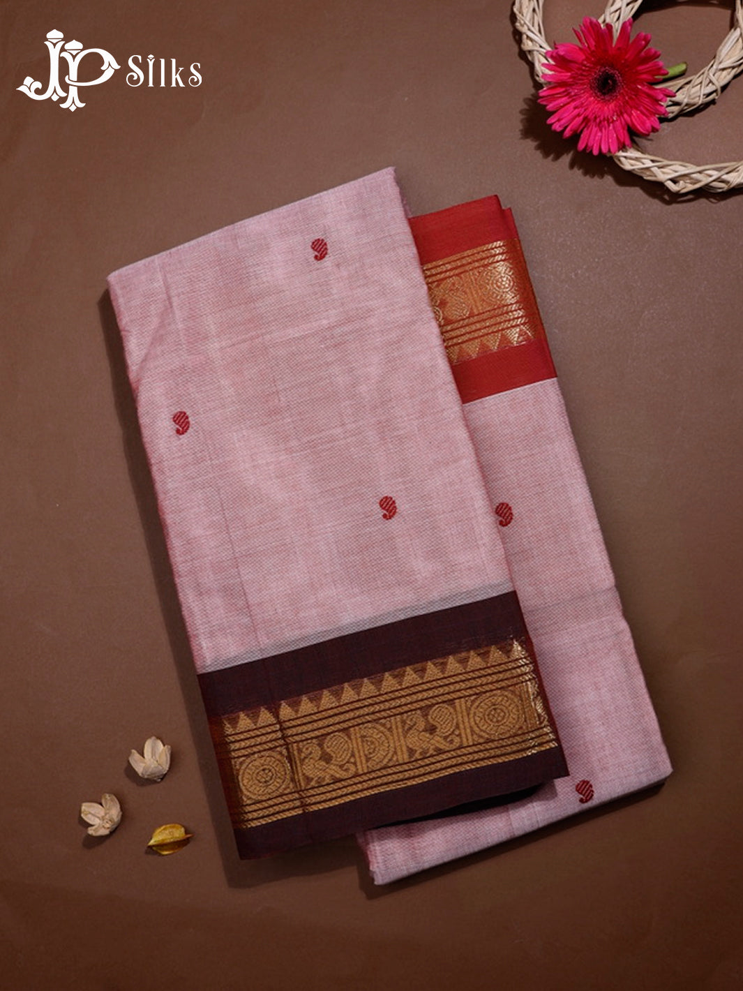Light Mauve Theni Cotton Saree - G418 “View1”