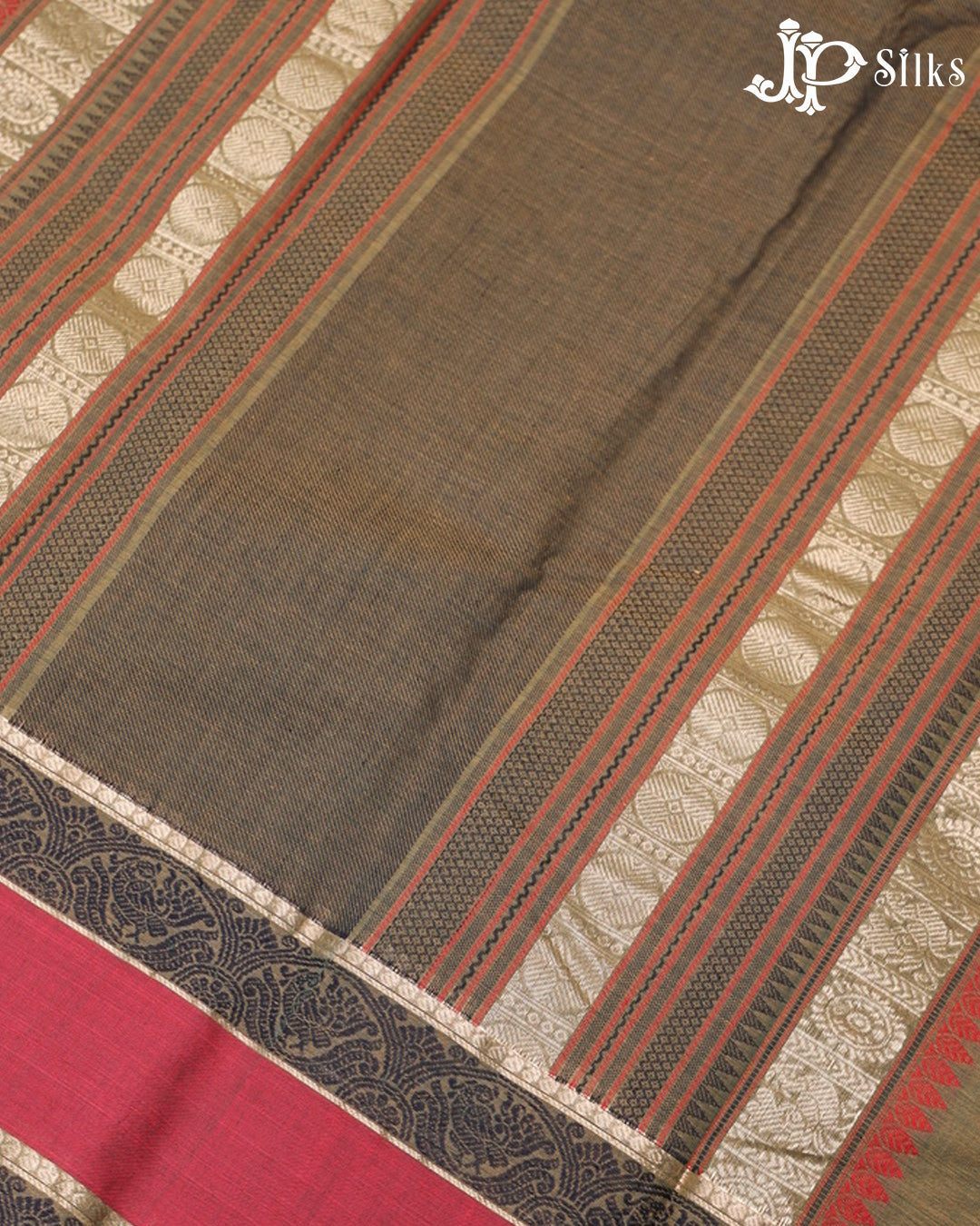 Olive Green Kanchi Cotton Saree - D9770-view6