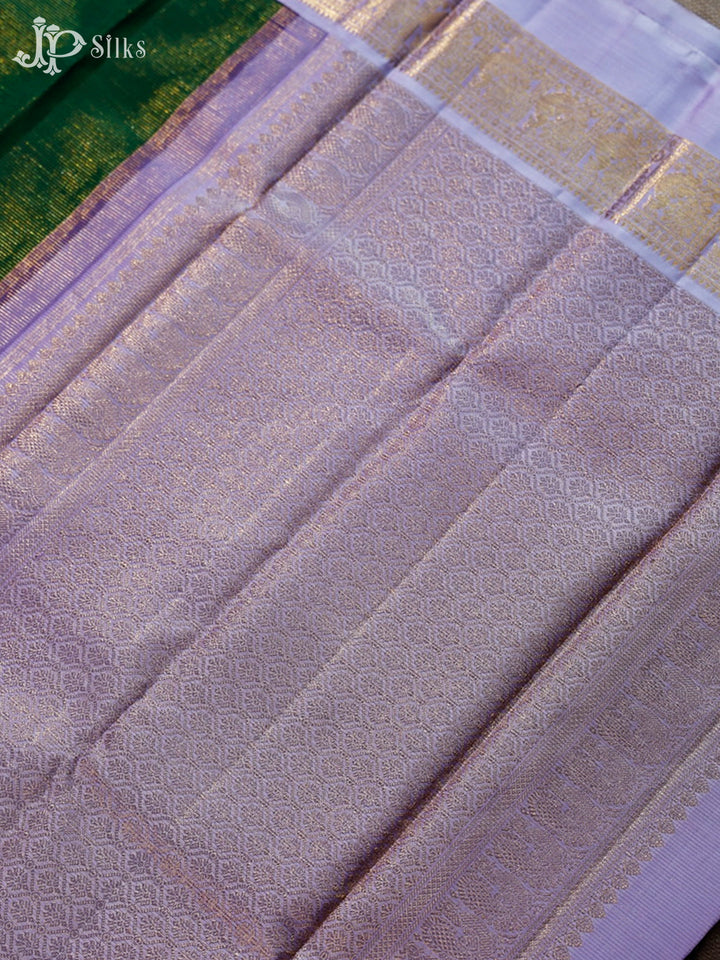 Bottle Green And Lavender Kanchipuram Silk Saree - F3486