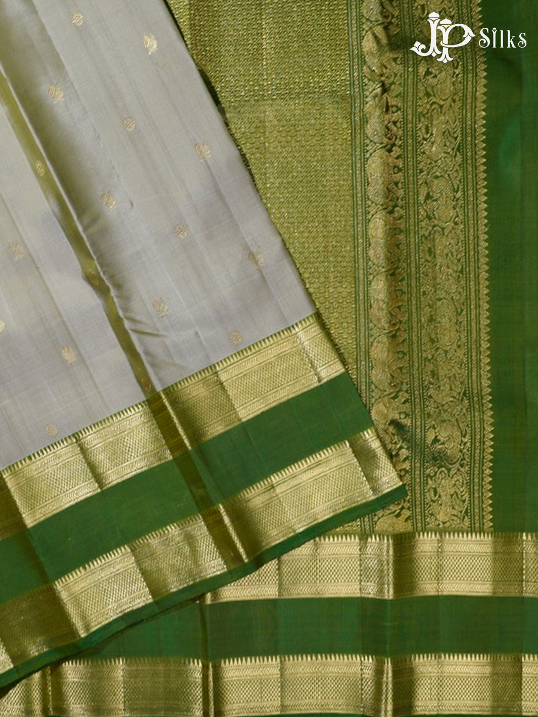 Greyish Green and Leaf Green Kanchipuram Silk Saree - G421