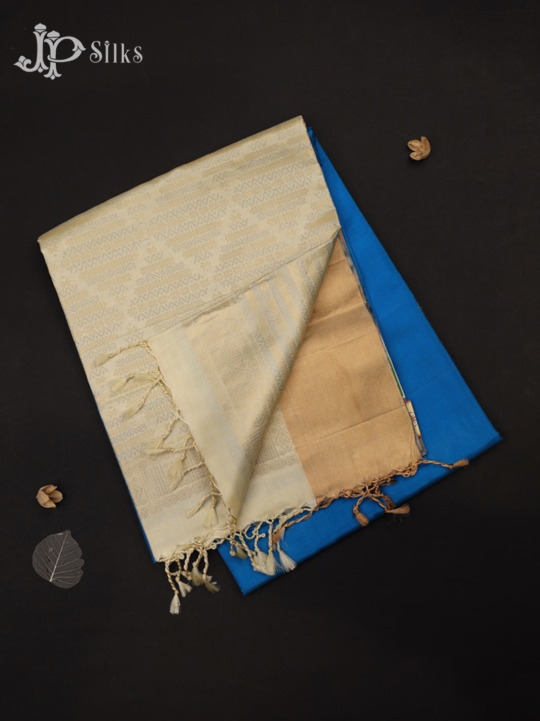 Dark Sky Bue & Off White Soft Silk Saree - D5880