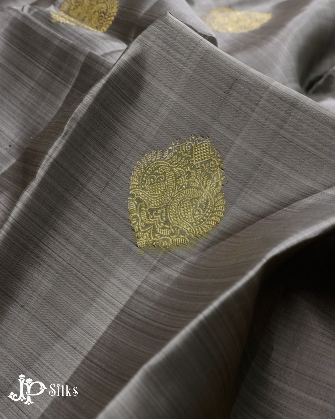 Grey & Black Kanchipuram Silk Saree - F3628