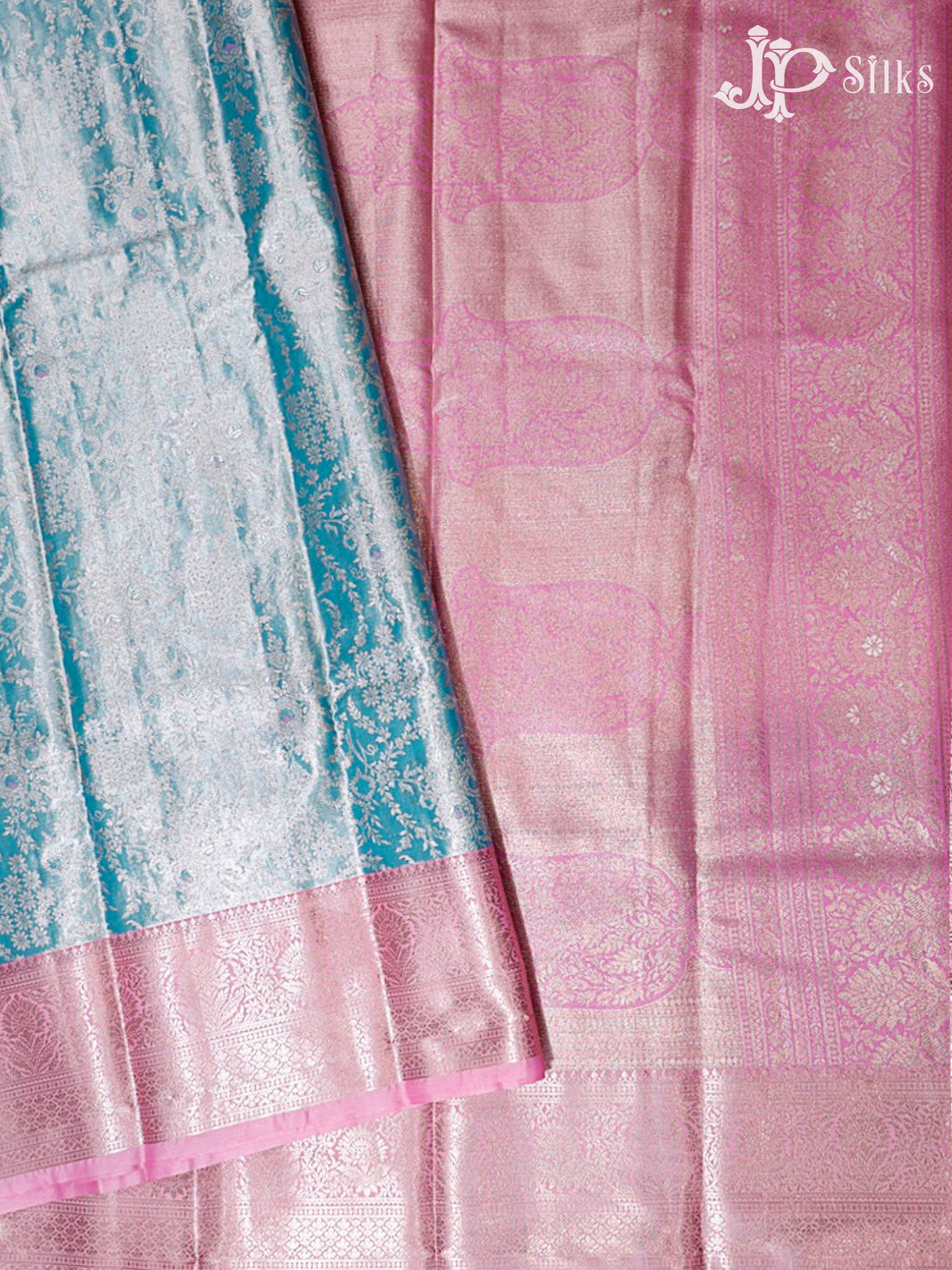 Sky Blue and Baby Pink Art Silk Saree - H15