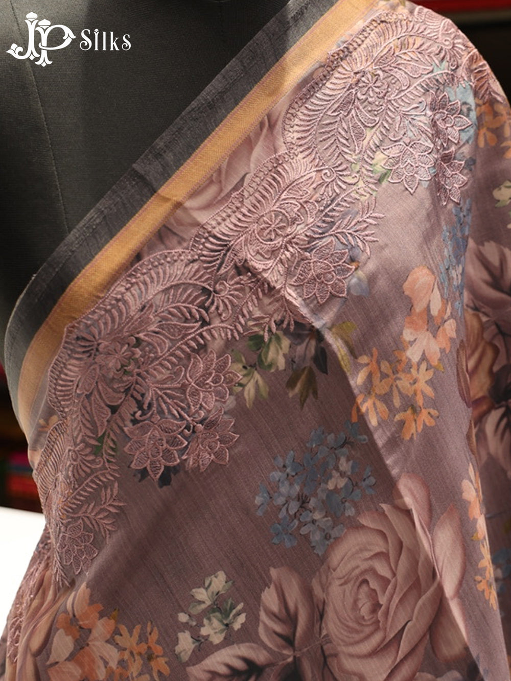 Rose Mauve Semi Tusshar Saree - E5574-view