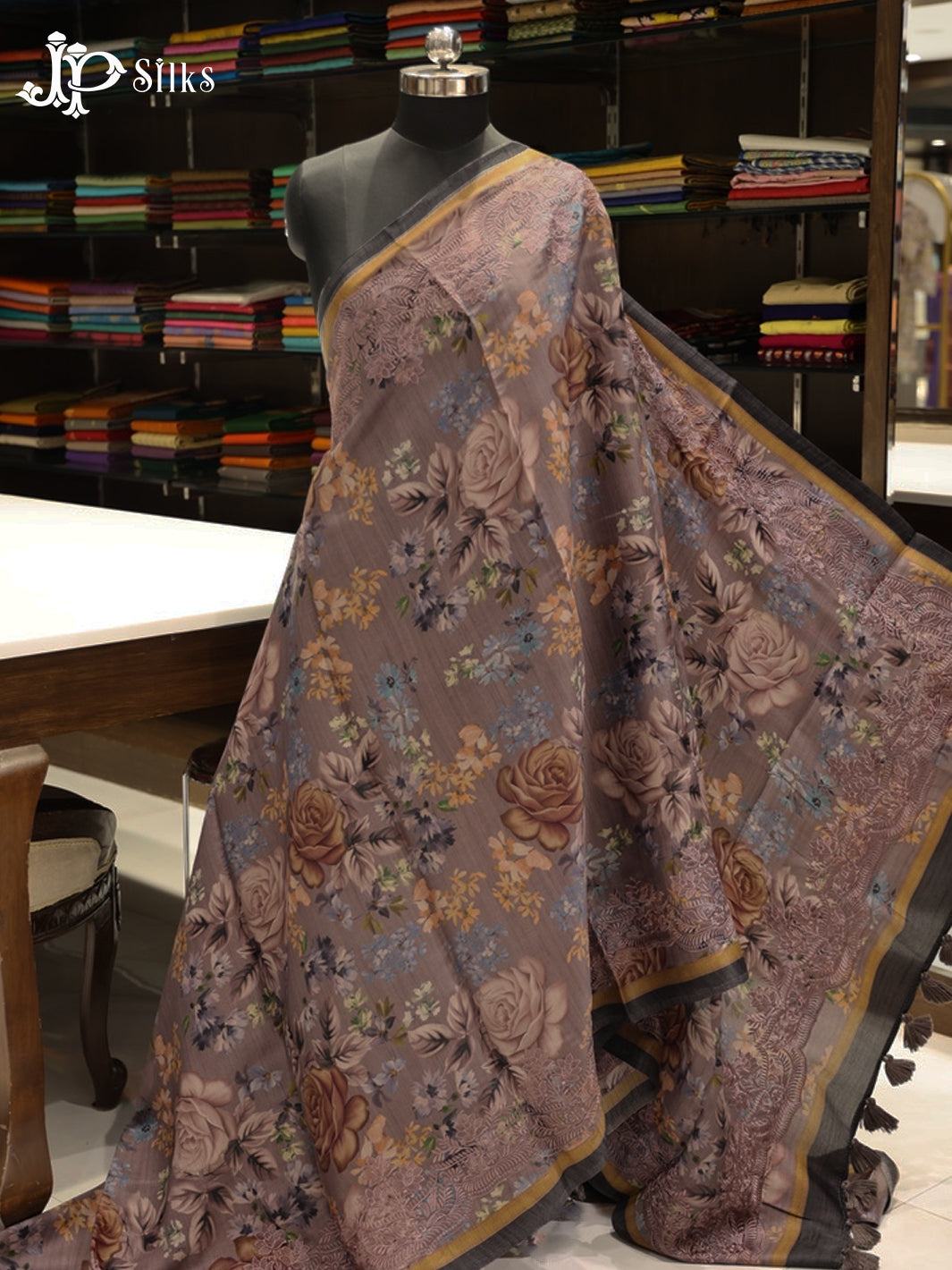 Rose Mauve Semi Tusshar Saree - E5574-view1