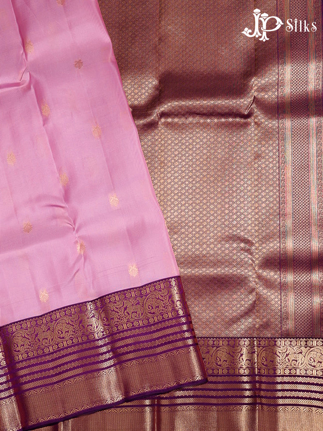 Baby Pink & Dark Purple Silk Mix Saree - H20