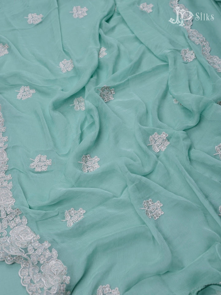 Sky Blue Thread Work Salwar Suit Material - E3534