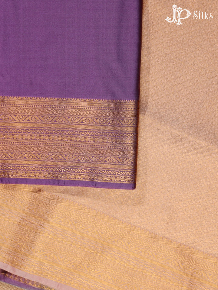 Dark Lavender & Beige Semi Soft Silk Saree - F3539-view3