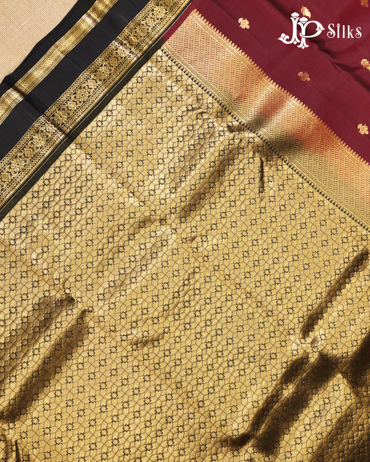 Dark Grapes & Black Pure Silk Mix Saree - G925