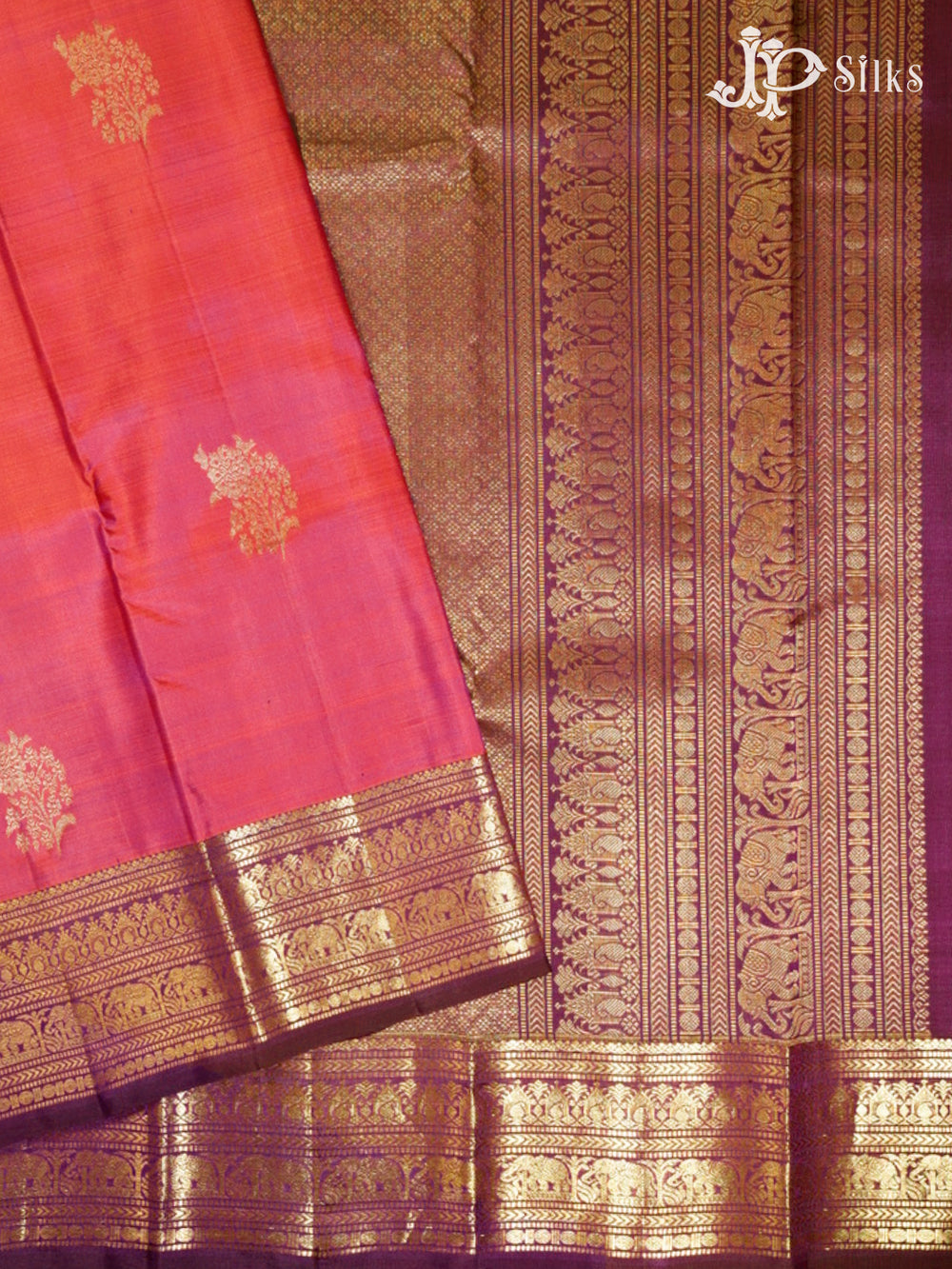 Dual Shade of Pink and Deep Purple Kanchipuram Silk Saree - G362 “View2”