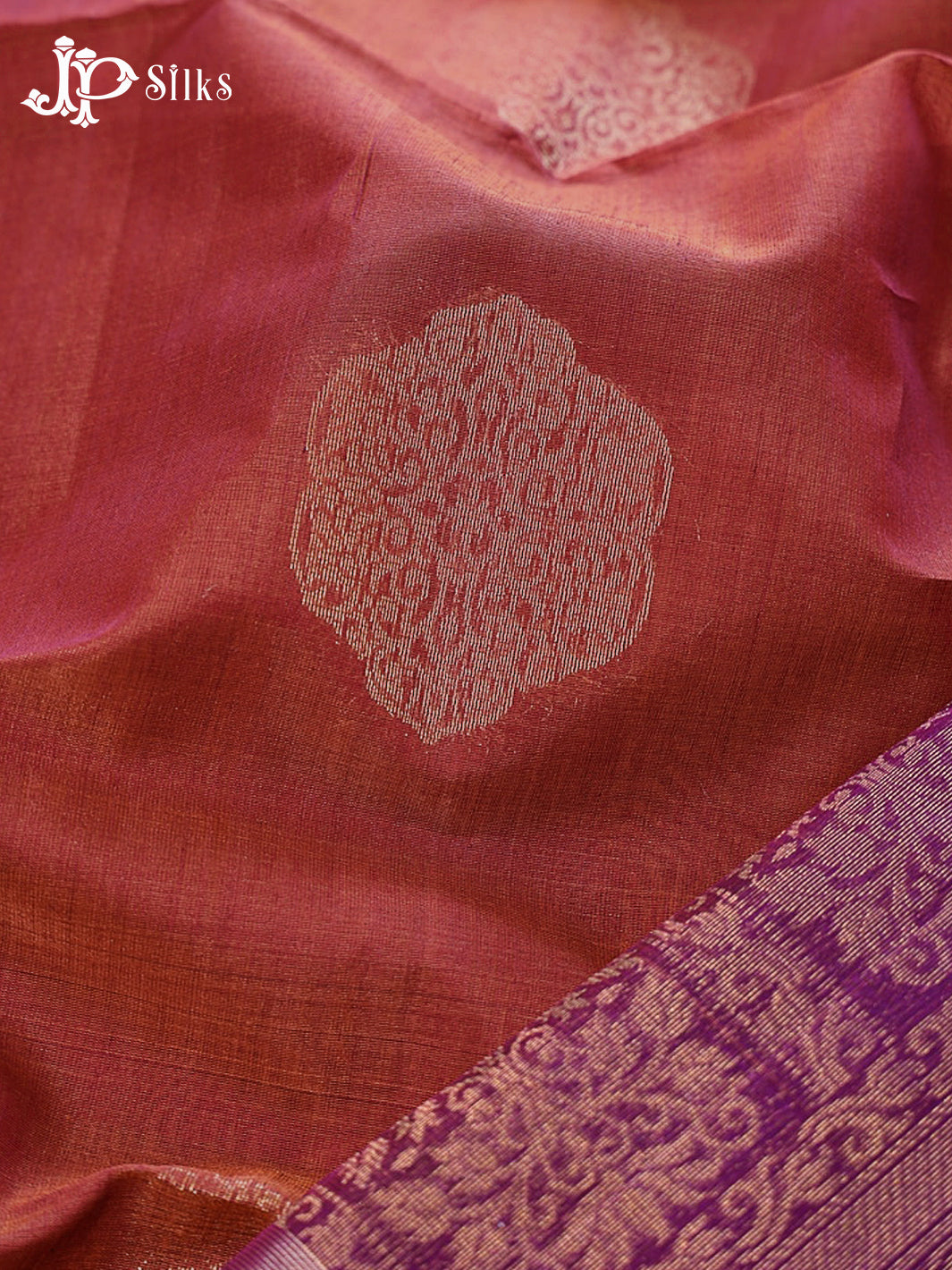 Puce Red and Deep Violet Kora Cotton Saree - G910