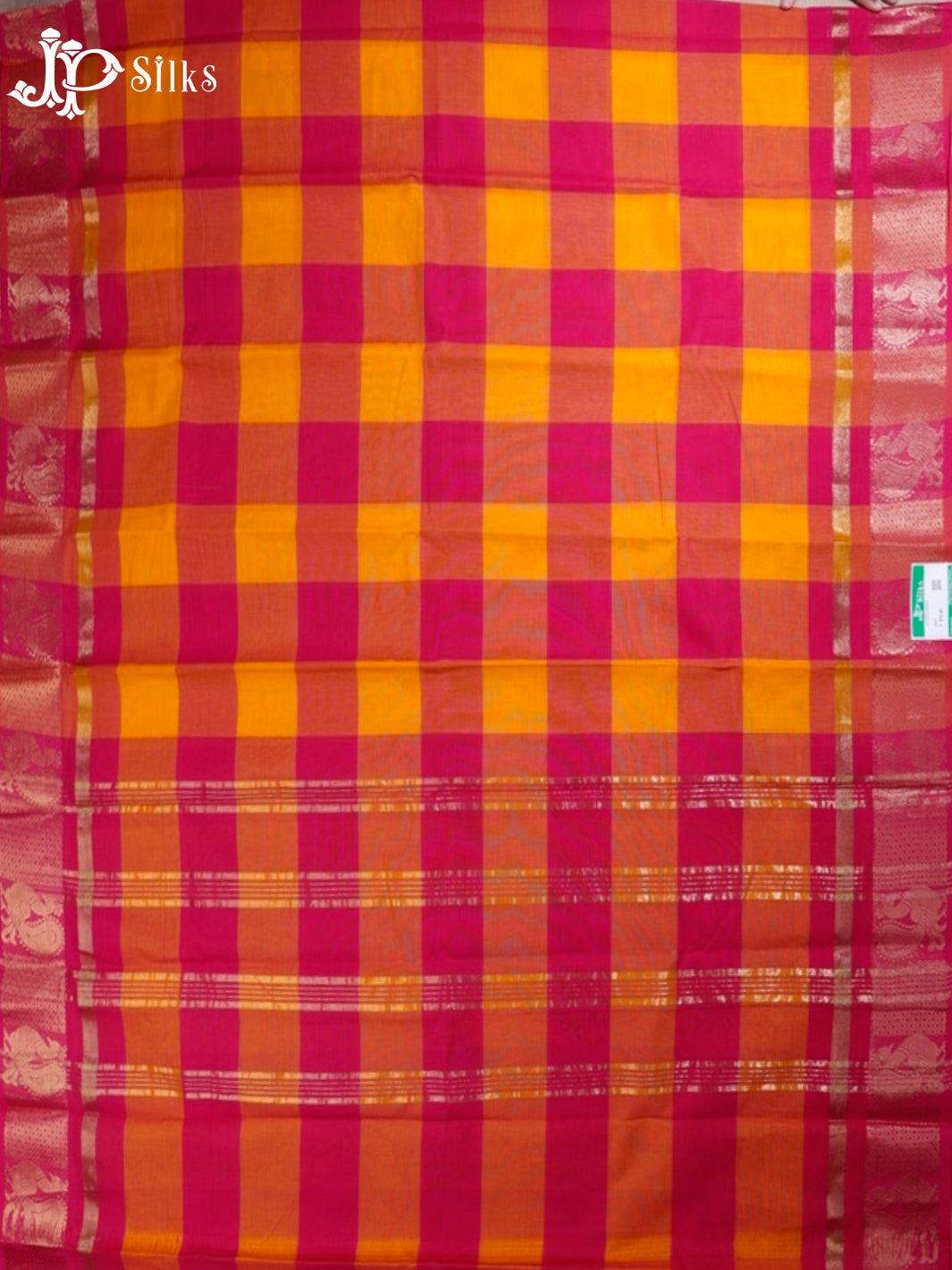 Pink & Mango Yellow Chettinad Cotton Saree - G397 “View5”