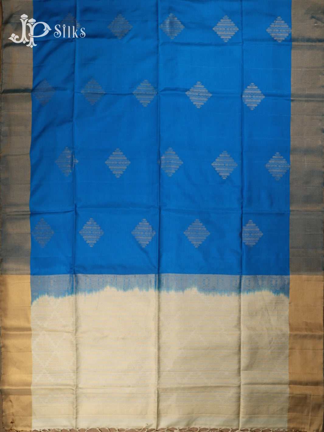 Dark Sky Bue & Off White Soft Silk Saree - D5880
