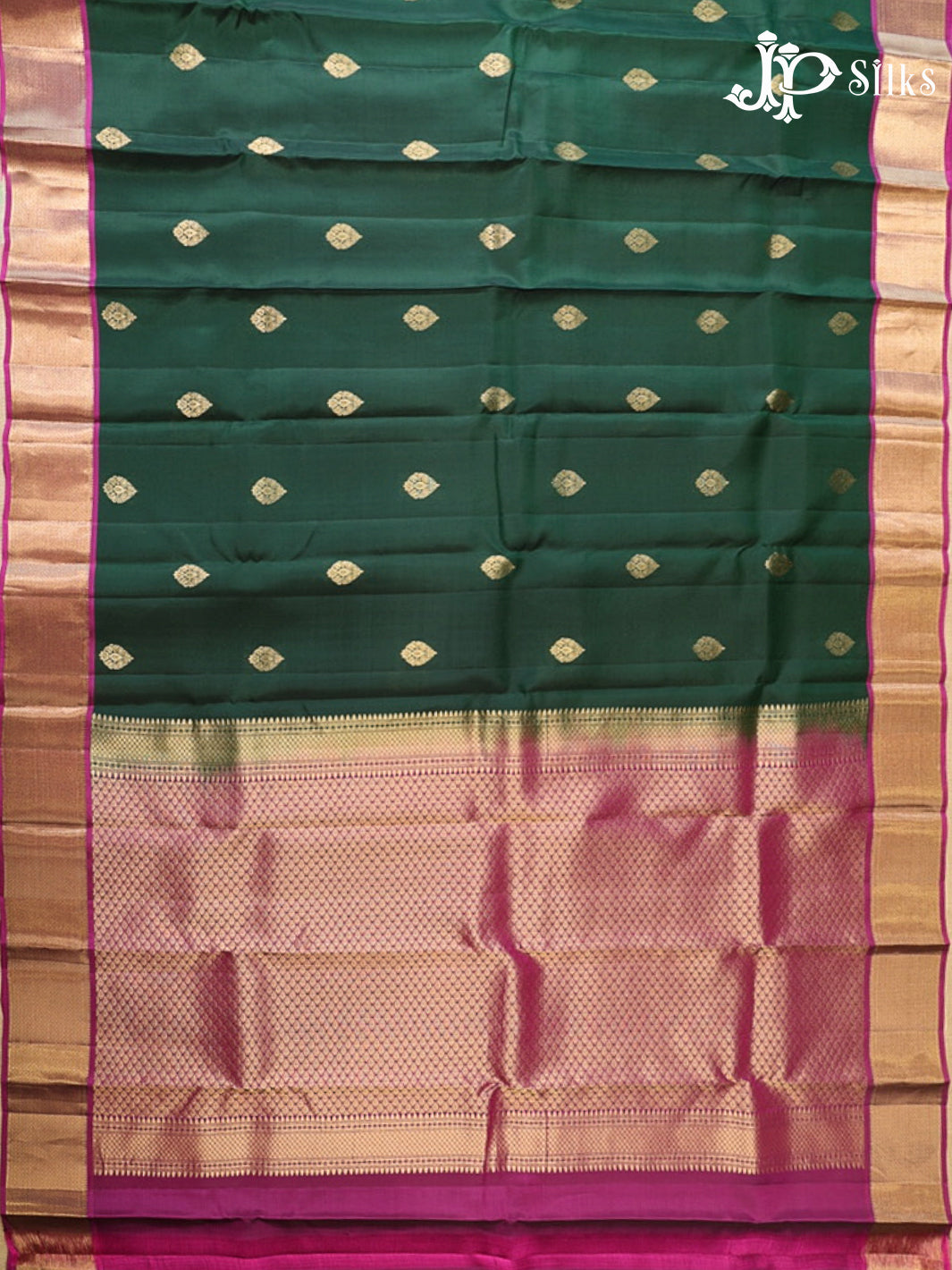 Bottle Green & Dark Magenta Pure Silk Mix Saree - G927