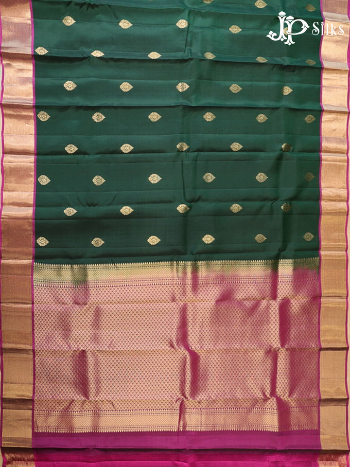 Bottle Green & Dark Magenta Pure Silk Mix Saree - G927