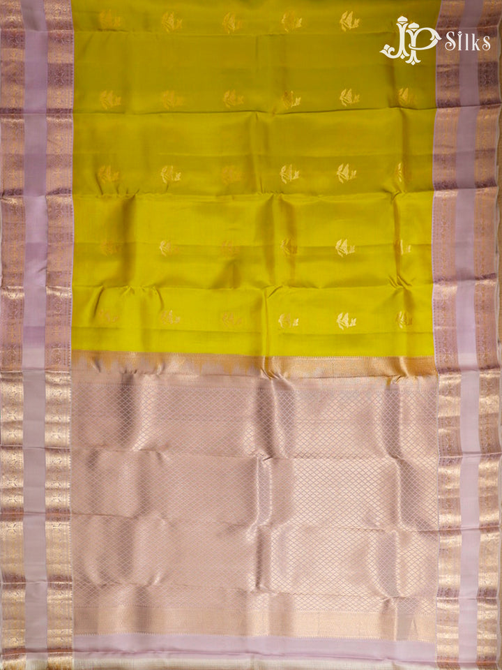 Lemon Yellow and Baby Pink Silk Mix Saree - H22