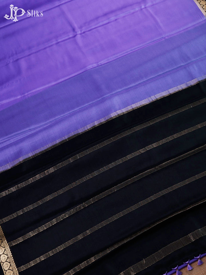 Dark Lavender And Black Mysore Silk Saree - F2457