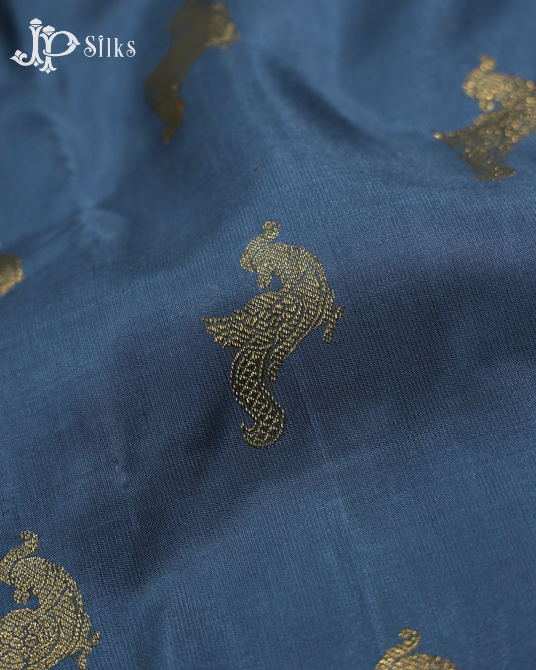 Blue Grey & Yellow Kanchipuram 2G Zari Silk Saree - H8