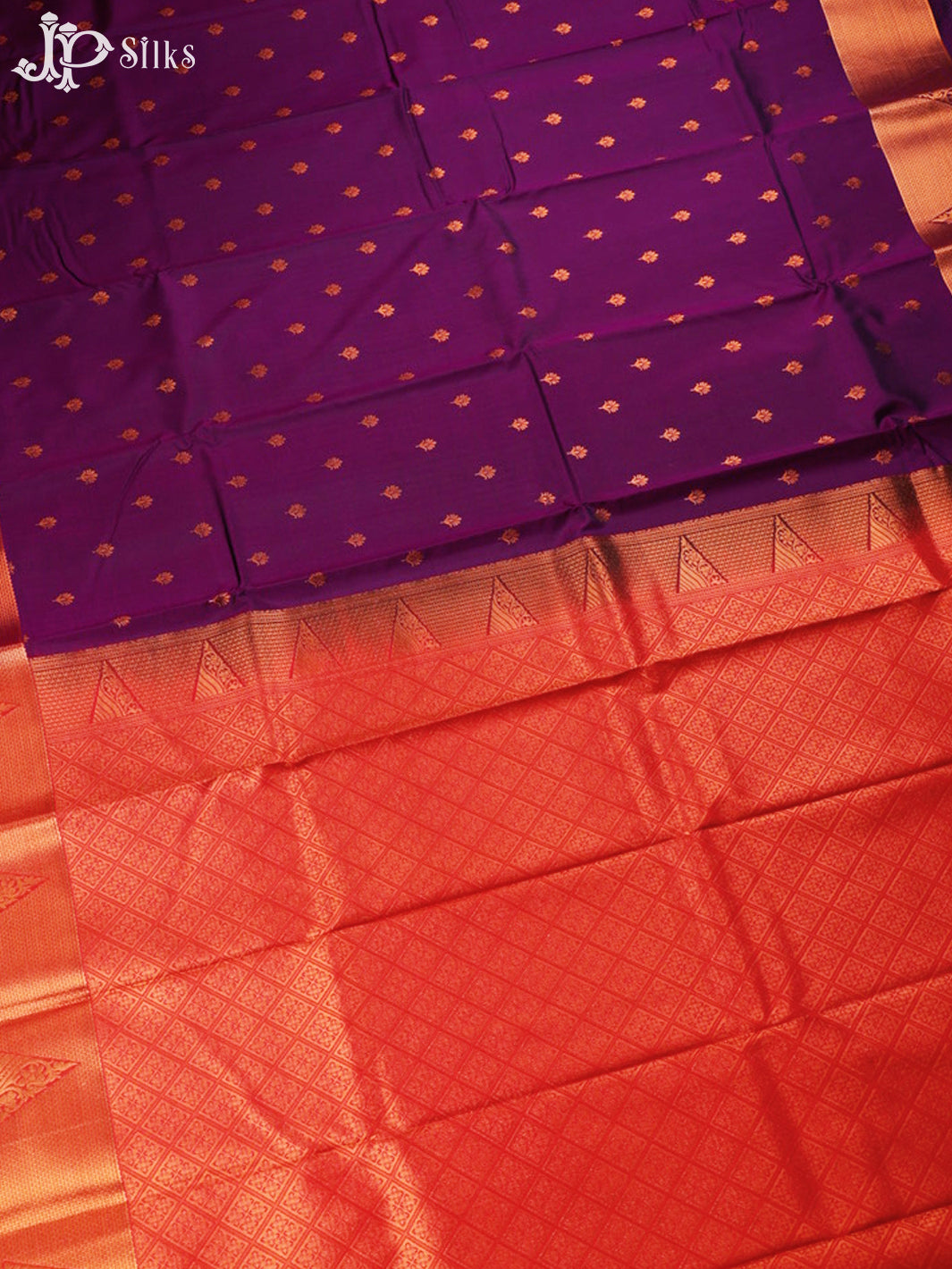 Purple and Red Art Silk Saree - E1074