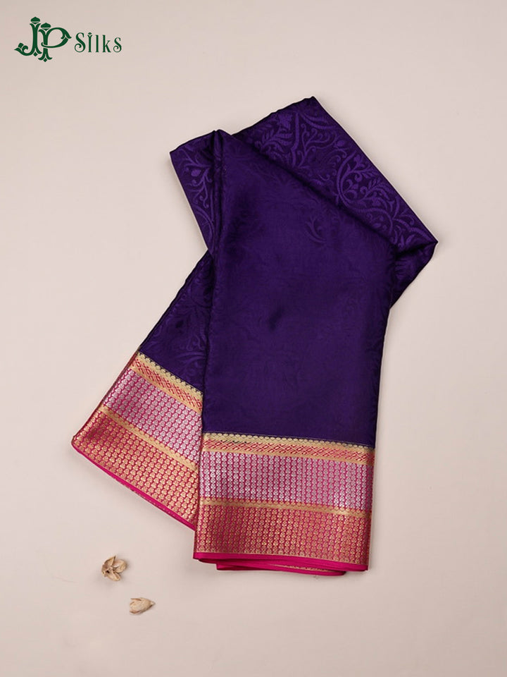 Dark Violet And Pink Mysore Silk Saree - D4760
