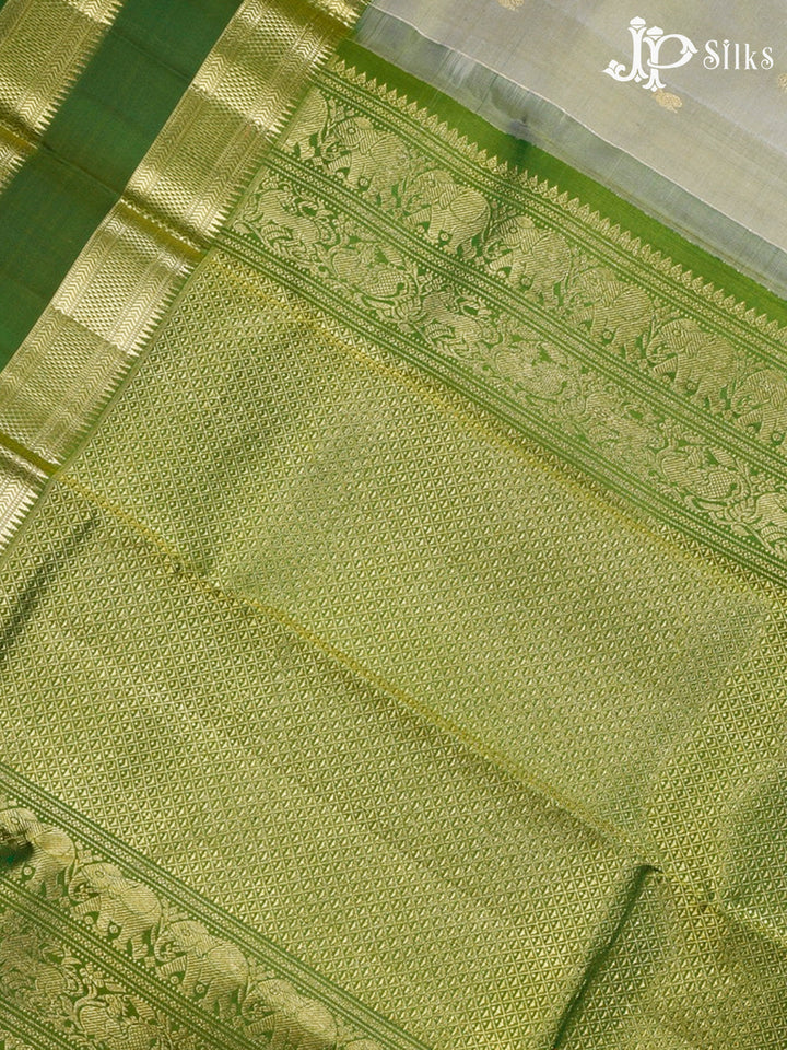 Greyish Green and Leaf Green Kanchipuram Silk Saree - G421