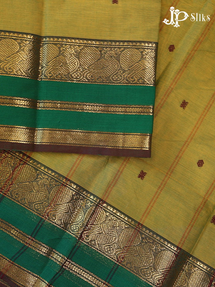 Mustard Green Theni Cotton Saree - G896