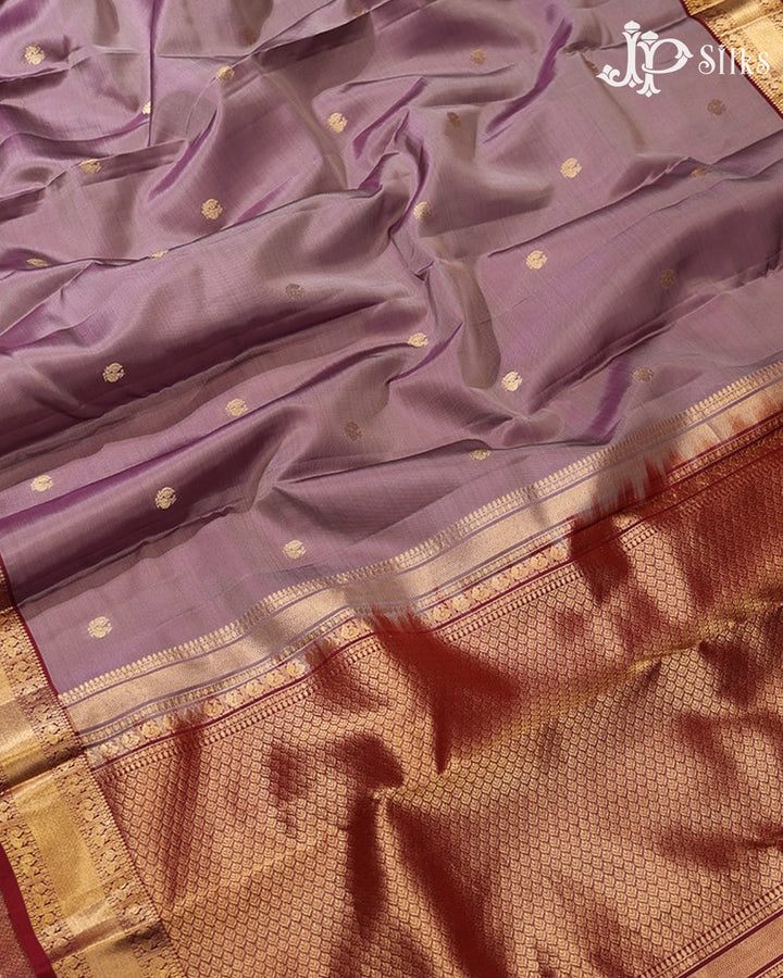 Lavender Purple & Maroon Pure Silk Mix Saree - G922