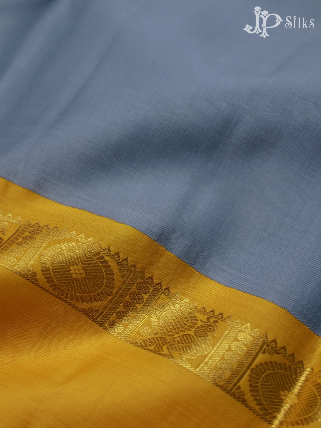 Light Grey and Yellow Kanchipuram Silk Saree - F2346 - View 6