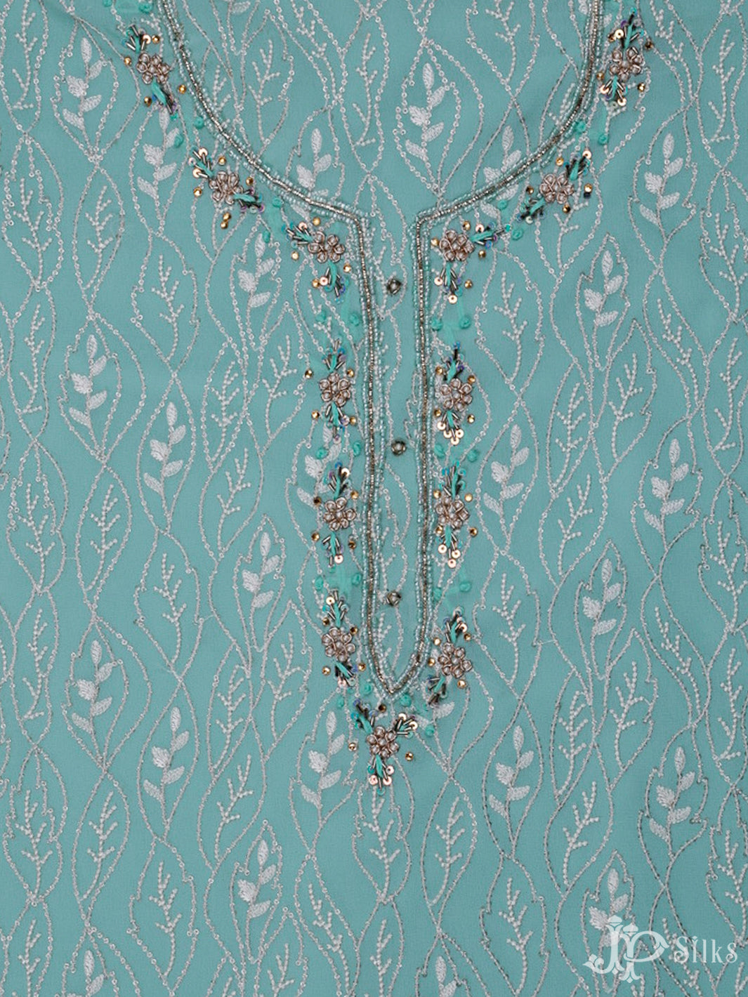 Sky Blue Thread Work Salwar Suit Material - E3534