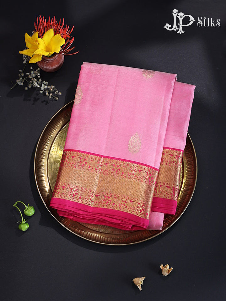 Baby Pink & Rani Pink Pure Silk Mix Saree - G928