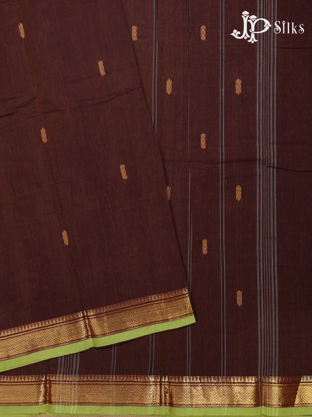 Brown & Green Arani Cotton Saree - F2709