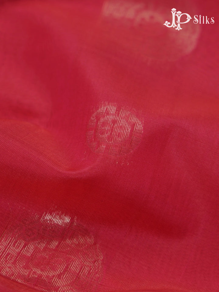 Reddish Pink & Deep Purple Kora Cotton Saree - G827-view3
