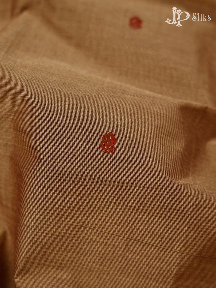 Pastel Brown, Maroon And Black Theni Cotton Saree - G98