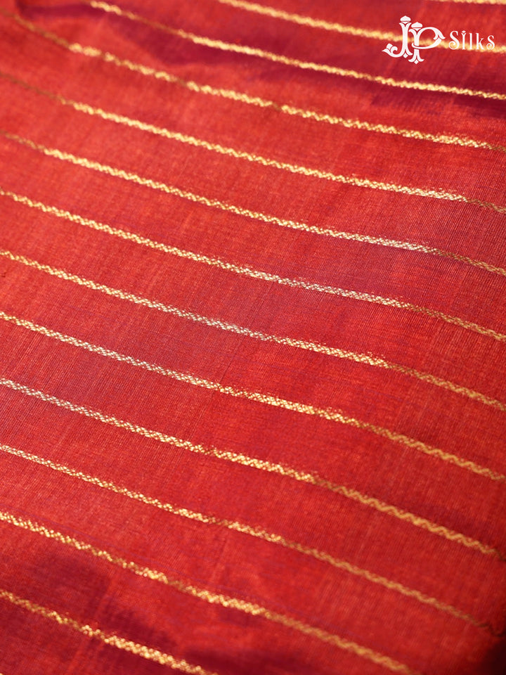 Dual shade Rust Brown and Black Silk Cotton Saree - F345