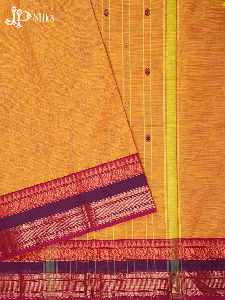 Mango Orange And Pink Theni Cotton Saree - G92