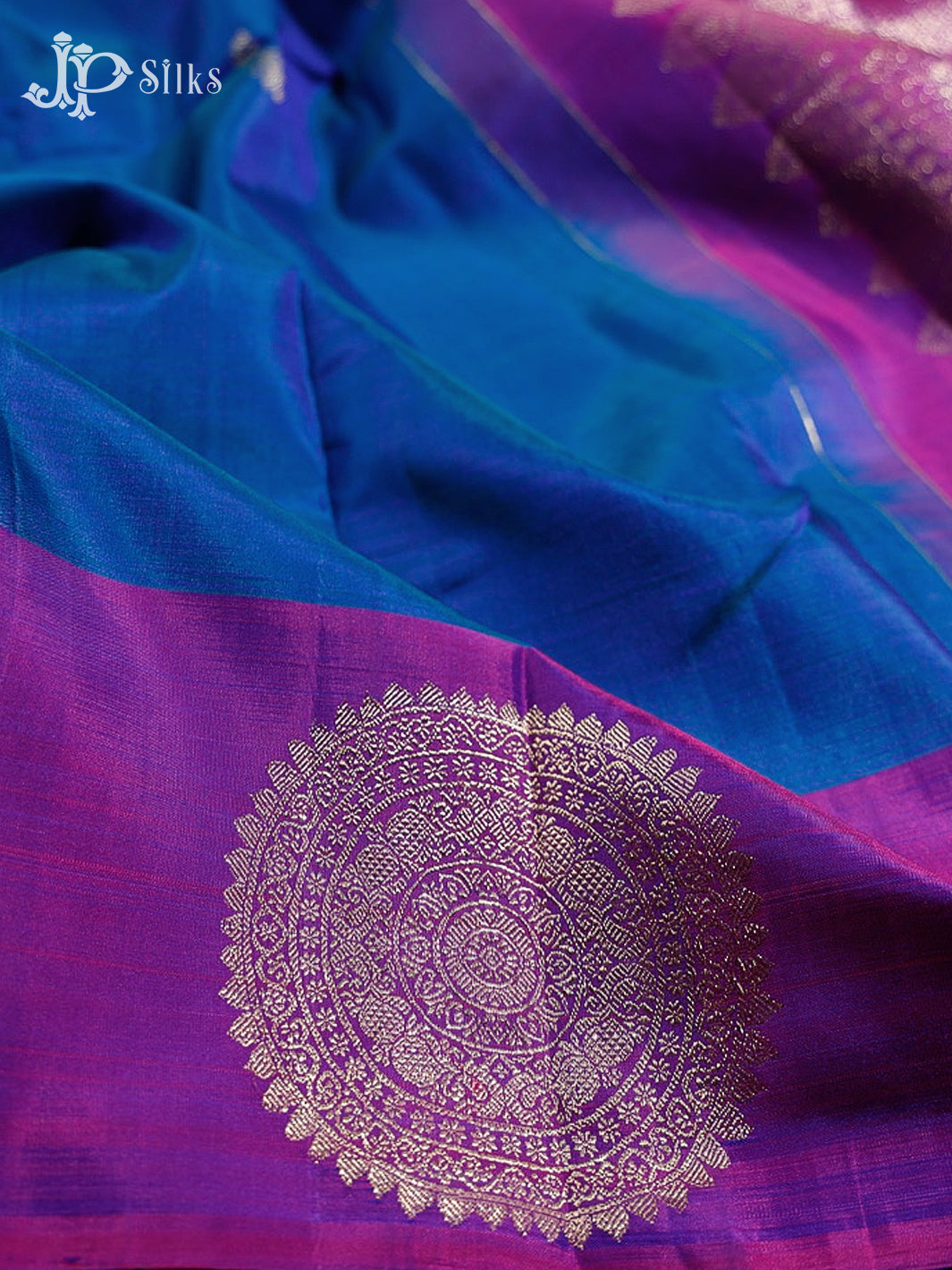 Peacock Blue & Purple Kanchipuram Pure Silk Saree - F7