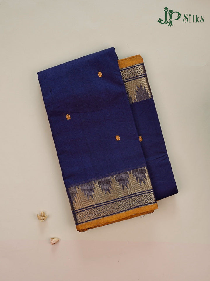 Blue And Mustard Theni Cotton Saree - G88
