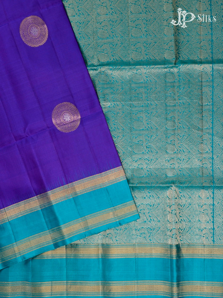 Dark Violet And Teal Blue Soft Silk Saree - F2748