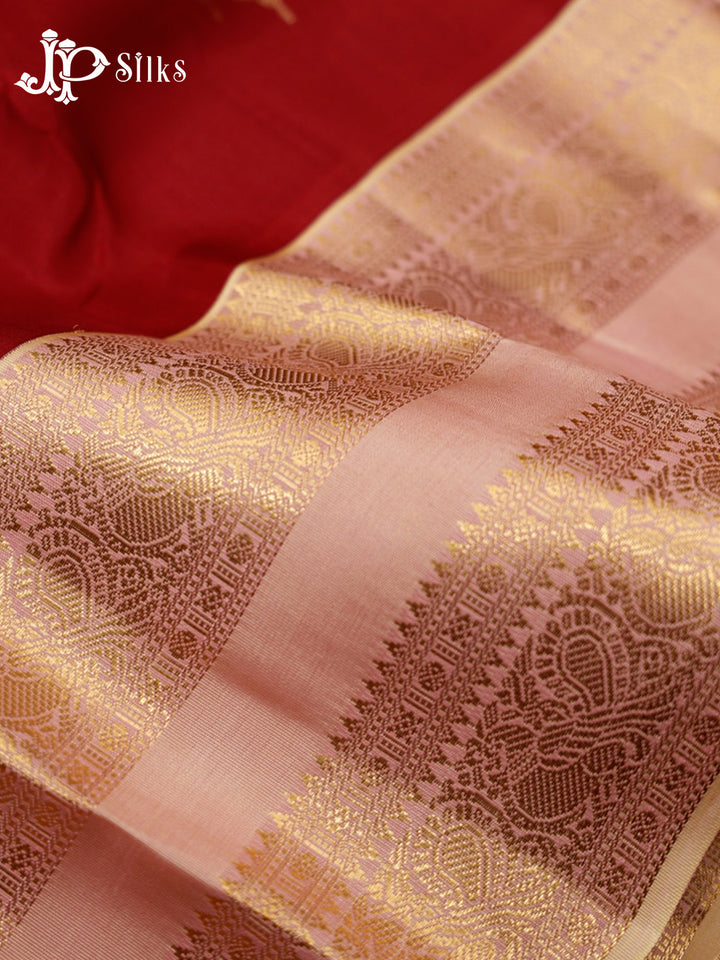Maroon & Light Pink Pure Silk Mix Saree - H25
