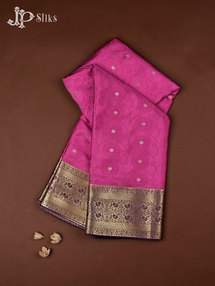 Dark Onion Pink And Light Violet Mysore Silk Saree - D4770
