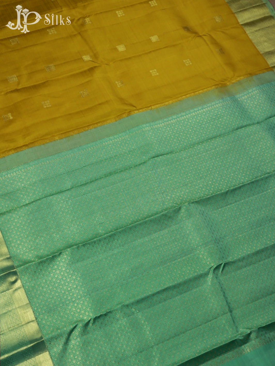 Mustard Yellow with Green Kanchipuram Silk Saree - F2362 - View 3