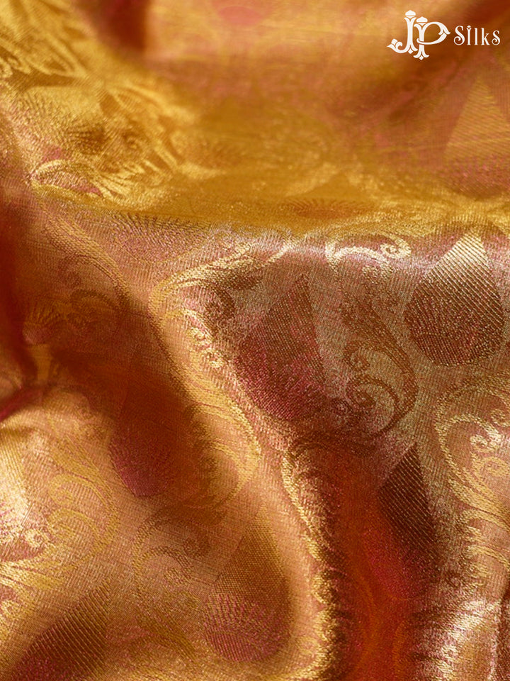 Pink and Light Green Art Silk Saree - G296