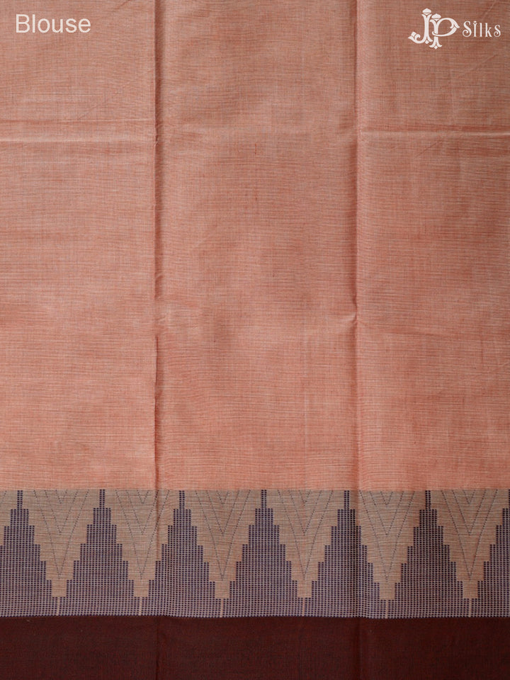 Peach Chettinad Cotton Saree - F2722
